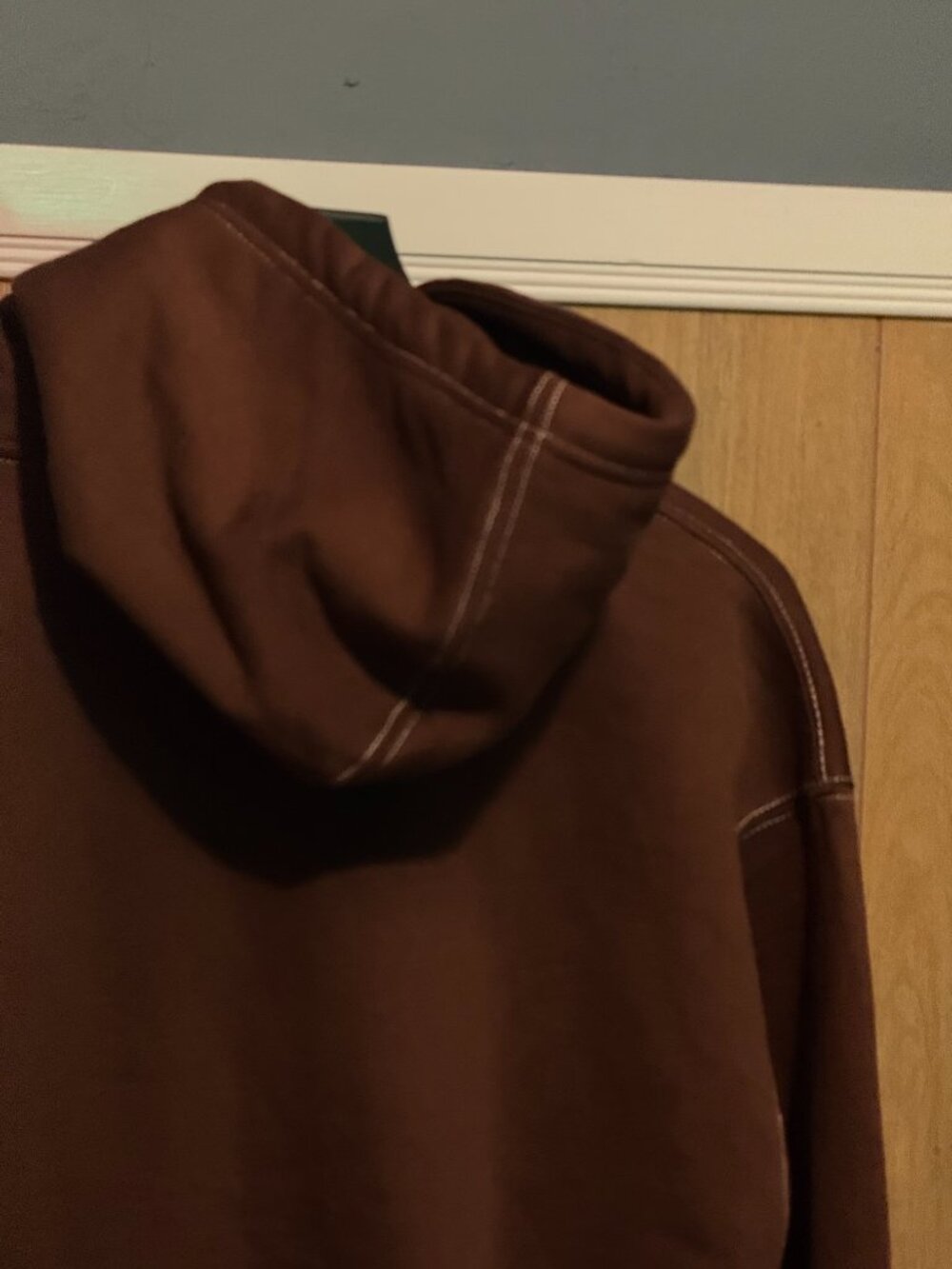 Zara Brown Contrast Stitch Hoodie Sweatshirt NWT Size L - Picture 10 of 12